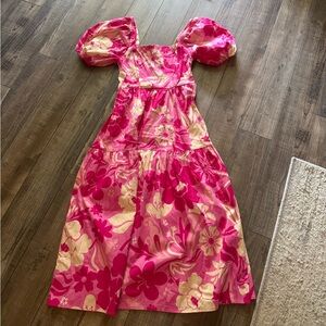 Floral Pink Puff Sleeve Dress